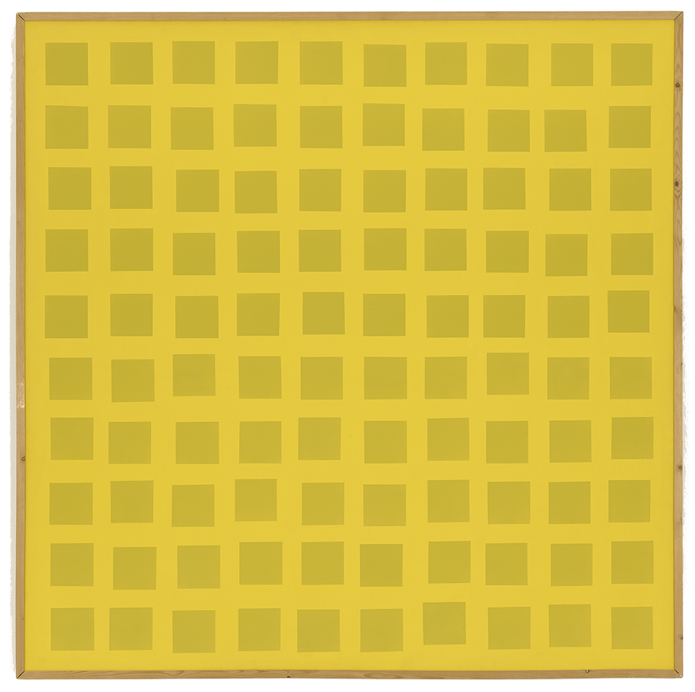 Vera Molnàr, 100 carrés jaunes (Computer Icône 3), 1977, Acrylique sur toile, @fracnormandie Caen