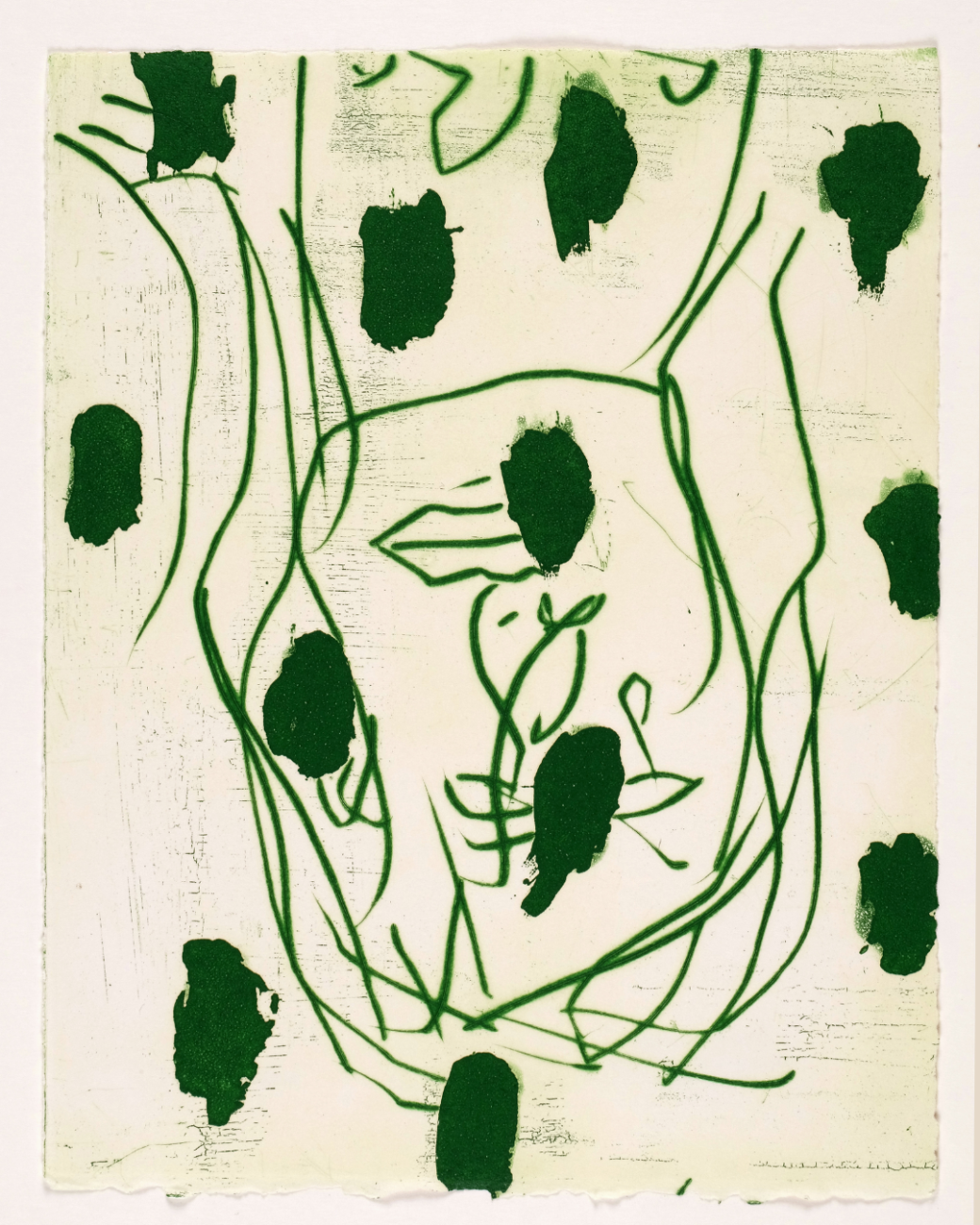 Oeuvre de Georg Baselitz - Grüne Punkte, 1992 - Aquatinte (Musée L - Fonds Suzanne Lenoir)