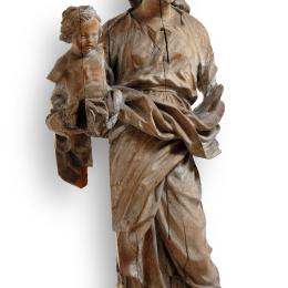 Cornélis VANDER VEKEN (Malines, 1666 – Liège, 1740), Vierge à l’Enfant, Pays-Bas méridionaux, 1re moitié 18e s. Tilleul avec reste de polychromie. 152 x 62,5 x 45 cm. N° inv. VH531. Legs F. Van Hamme.