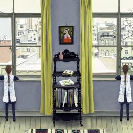 Micheline BOYADJIAN (Bruges, 1923 – Ixelles, 2019), Les deux fillettes, 1969. Peinture à l’huile sur papier marouflé sur panneau. 73 x 90 cm. N° inv. AM1121. Donation Boyadjian.