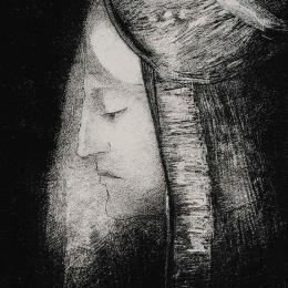 Odilon REDON (Bordeaux, 1840 – Paris, 1916), Profil de lumière, 1886. Lithographie. 33,5 x 24 cm. N° inv. ES576. Fonds Suzanne Lenoir.
