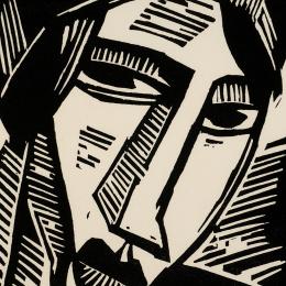 Karl SCHMIDT-ROTTLUFF (Rottluff bei Chemnitz, 1884 – Berlin, 1976), Tête de femme, 1916. Xylographie. 26 x 18 cm. N° inv. ES612. Fonds Suzanne Lenoir. 