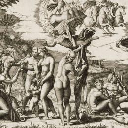 Marcantonio Raimondi, Jugement de Pâris, vers 1510, gravure au burin. Fonds S. Lenoir, Inv. N°ES550.